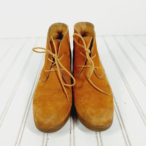 Lucky Brand Junes Leather Lace Up Wedge Chukka Ankle Boots C 606 - Picture 3 of 13